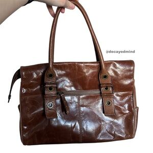 Y2K “Danier” Brown Genuine Leather Studded Shoulder Bag or Handbag